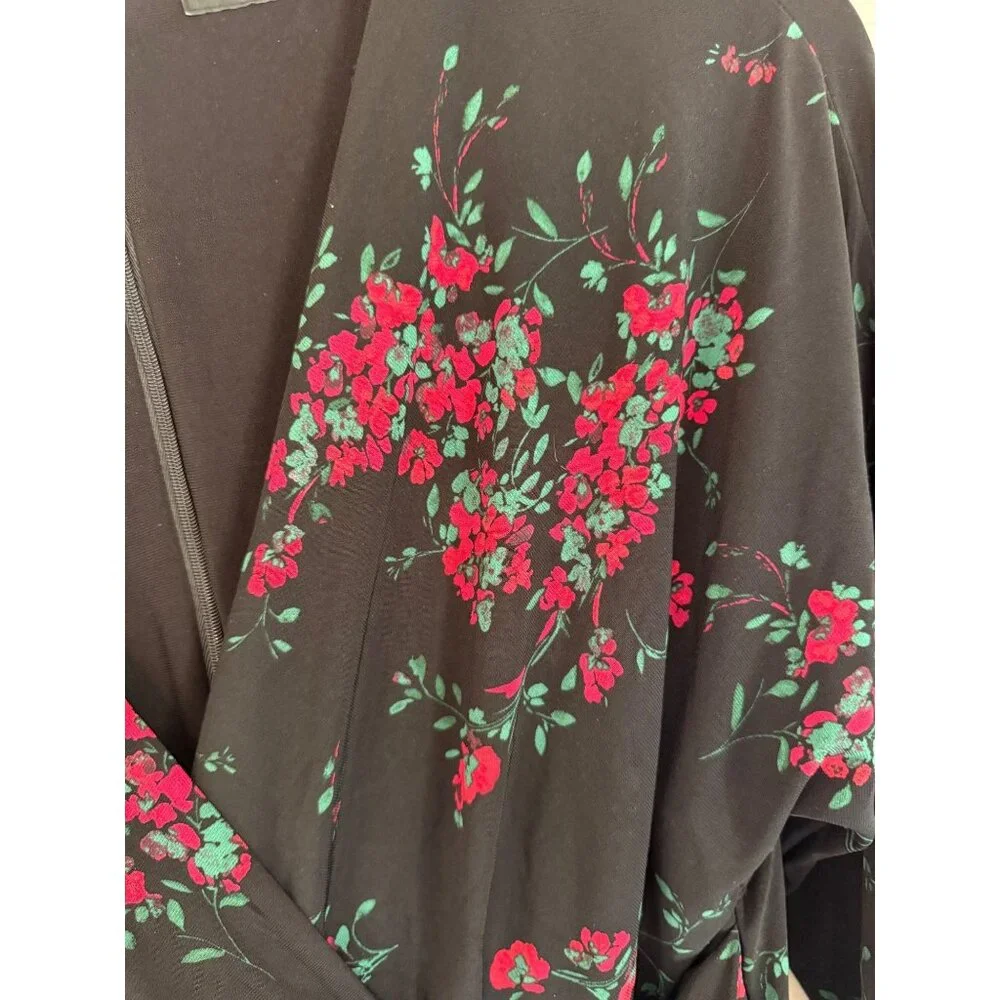 Lauren Ralph Lauren V-neck Black/Red Floral Maxi Length Dress Size 12 - Picture 3 of 6